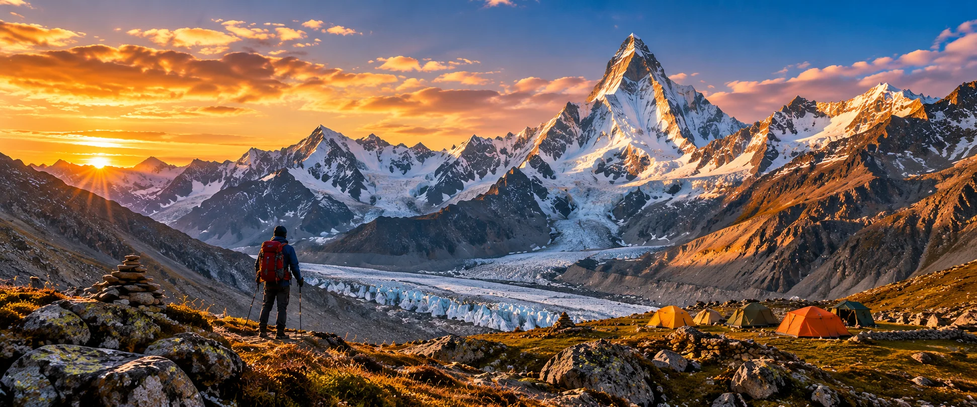 Panoramic view of Mt. Shivling and Tapovan meadow