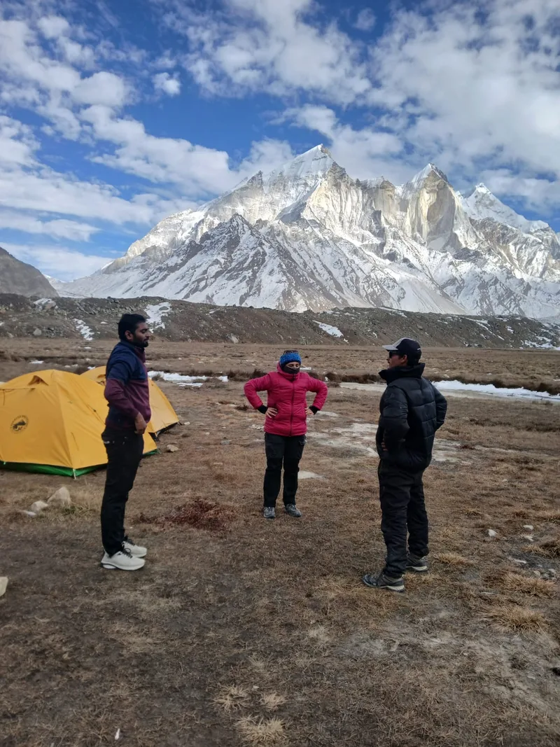 Alpine Camp & Yellow Tents on Tapovan High Meadow (4,463 m)
