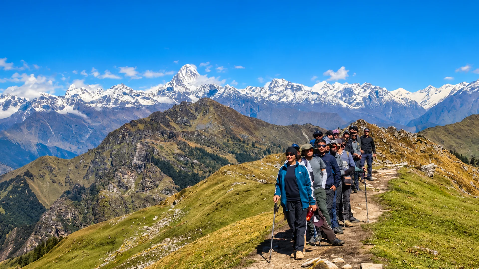 Kuari Pass Curzon Trail facing Mt. Nanda Devi and Dronagiri